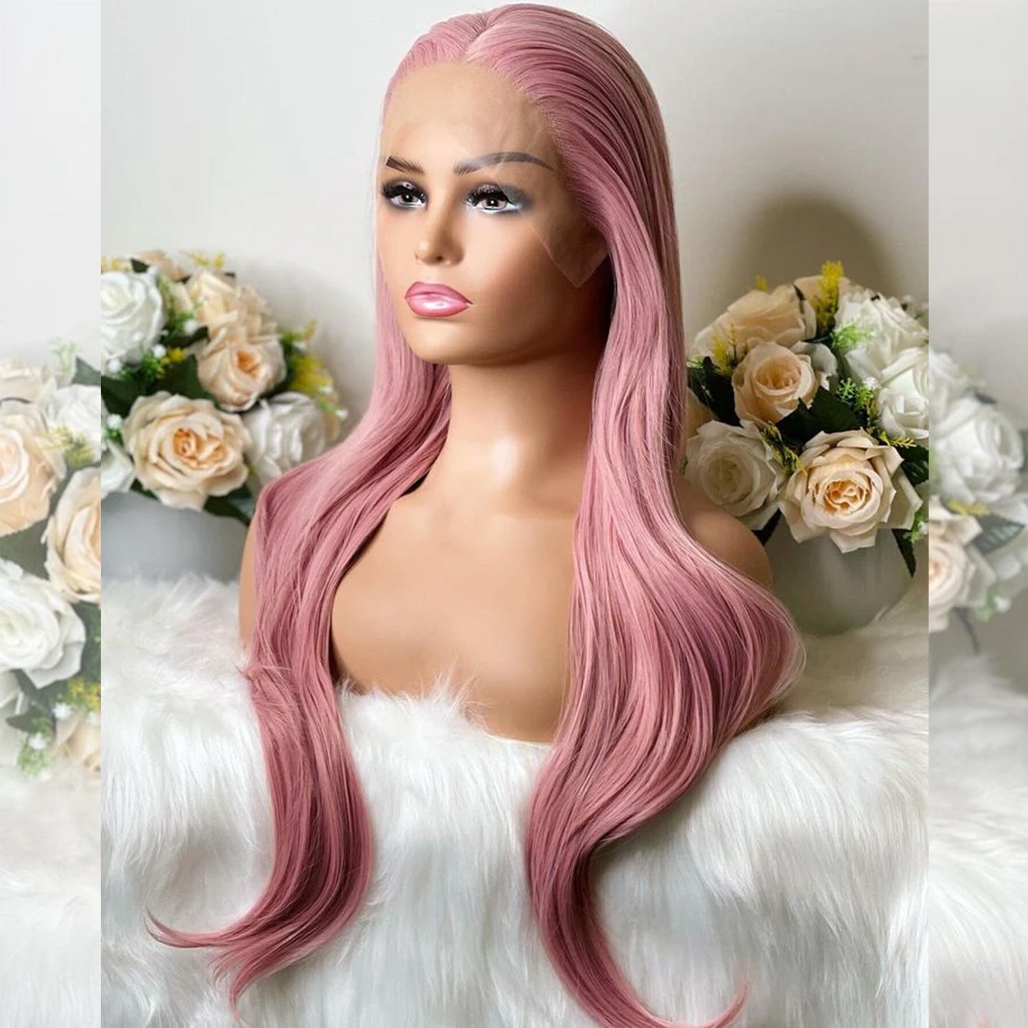 Zlike Hair 13x4 Fairy Pink Color Hair Transparent Lace Front Human Hair Wigs