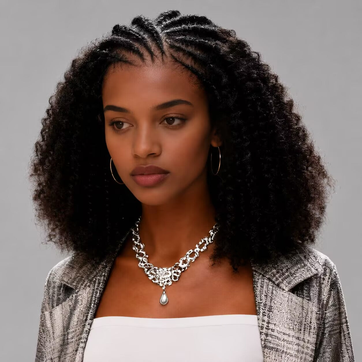 Zlike Afro Curly Glueless Wig 7x5 Lace Wear Go Wig Pre-Braided Pre-Cut Bleached Knots Elastic Drawstring Snug Fit Human Hair Wig