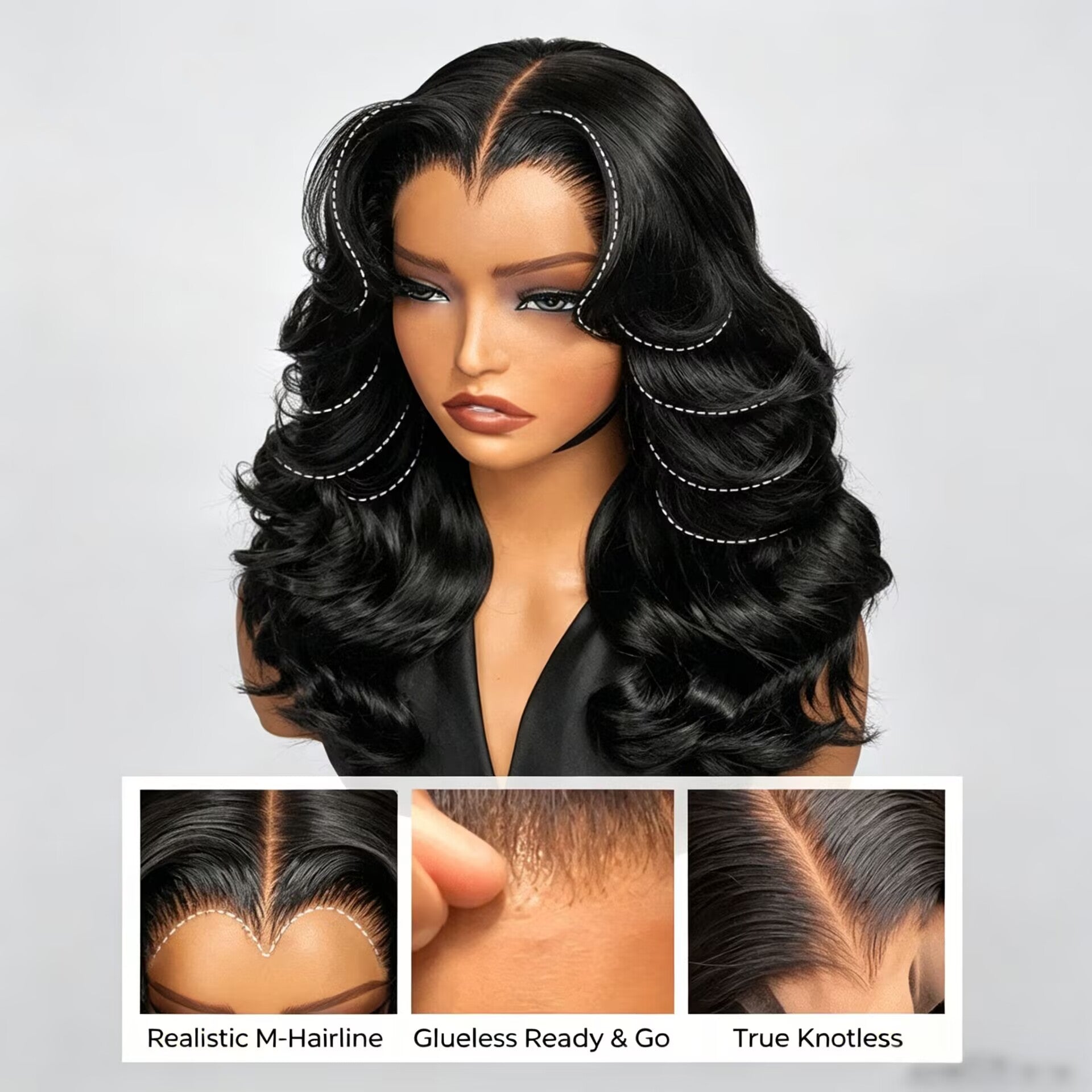 zlike M Hairline Body Wave Layered Cut 7x5 Glueless Drawstring Lace Wig Ready To Wear