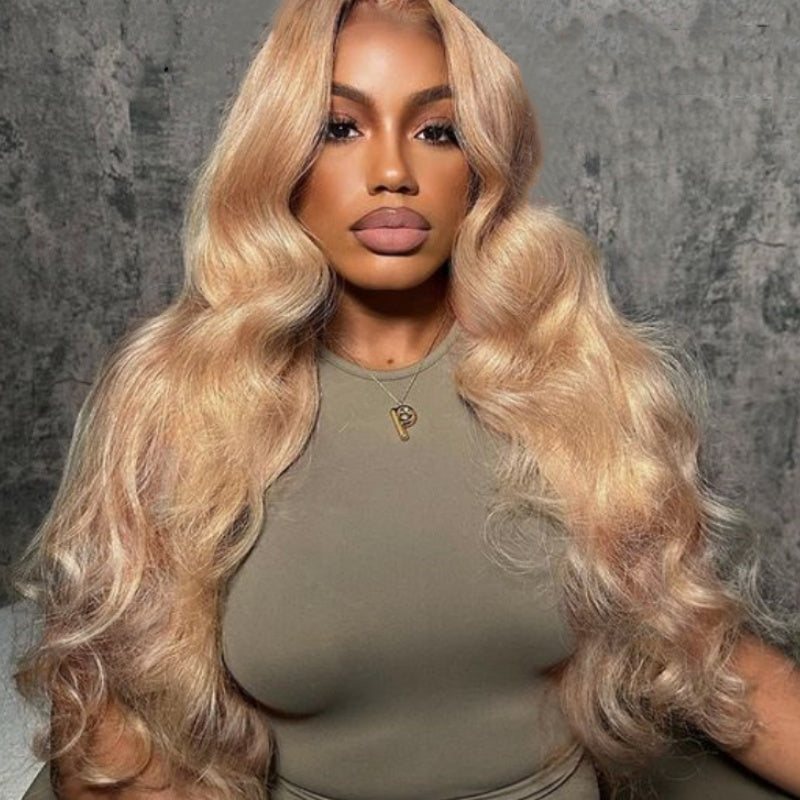 [Aicrelery] 13x4 HD Lace Light Flaxen Brown Cozy Blonde Straight Body Wave Human Hair Wigs