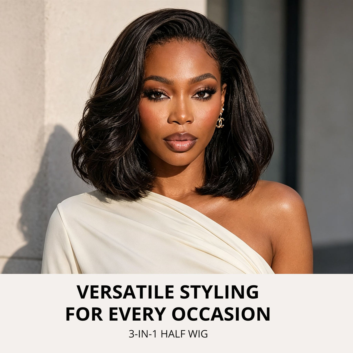 Zlike 3-In-1 Half Wig 180% Density Kinky Straight Bob Glueless Flexi-Fit Drawstring Wigs
