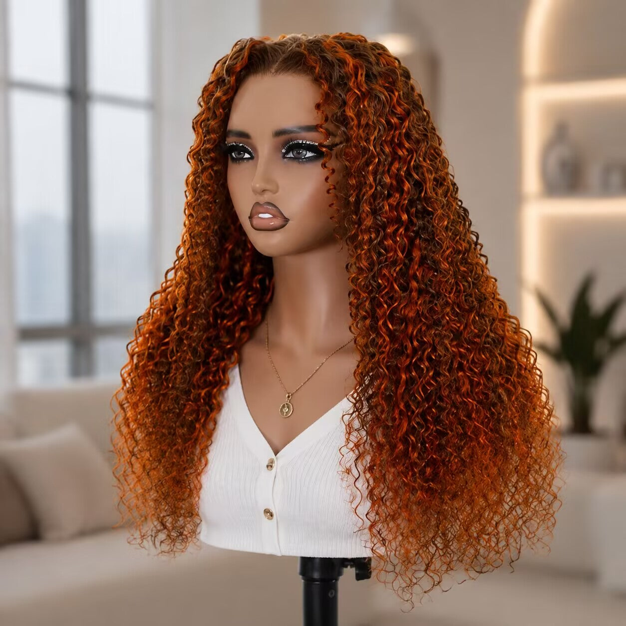 Zlike Ginger Highlight Brown Water Wave Bob Wig 7x5 Pull Go Glueless Lace Front Human Hair Wig Natural Hairline Pre-Styled