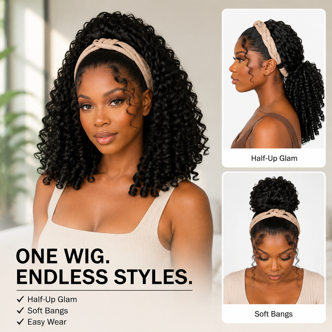 Zlike Burmese Curly Finger Coil Ponytail 100% Human Hair Extension with Invisible Drawstring Band