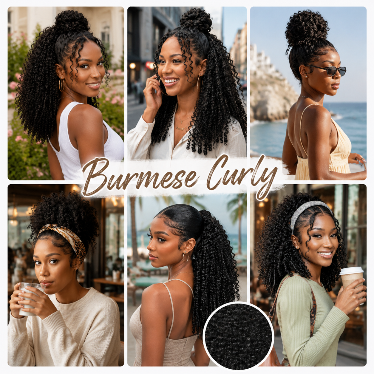 Zlike Burmese Curly Finger Coil Ponytail 100% Human Hair Extension with Invisible Drawstring Band