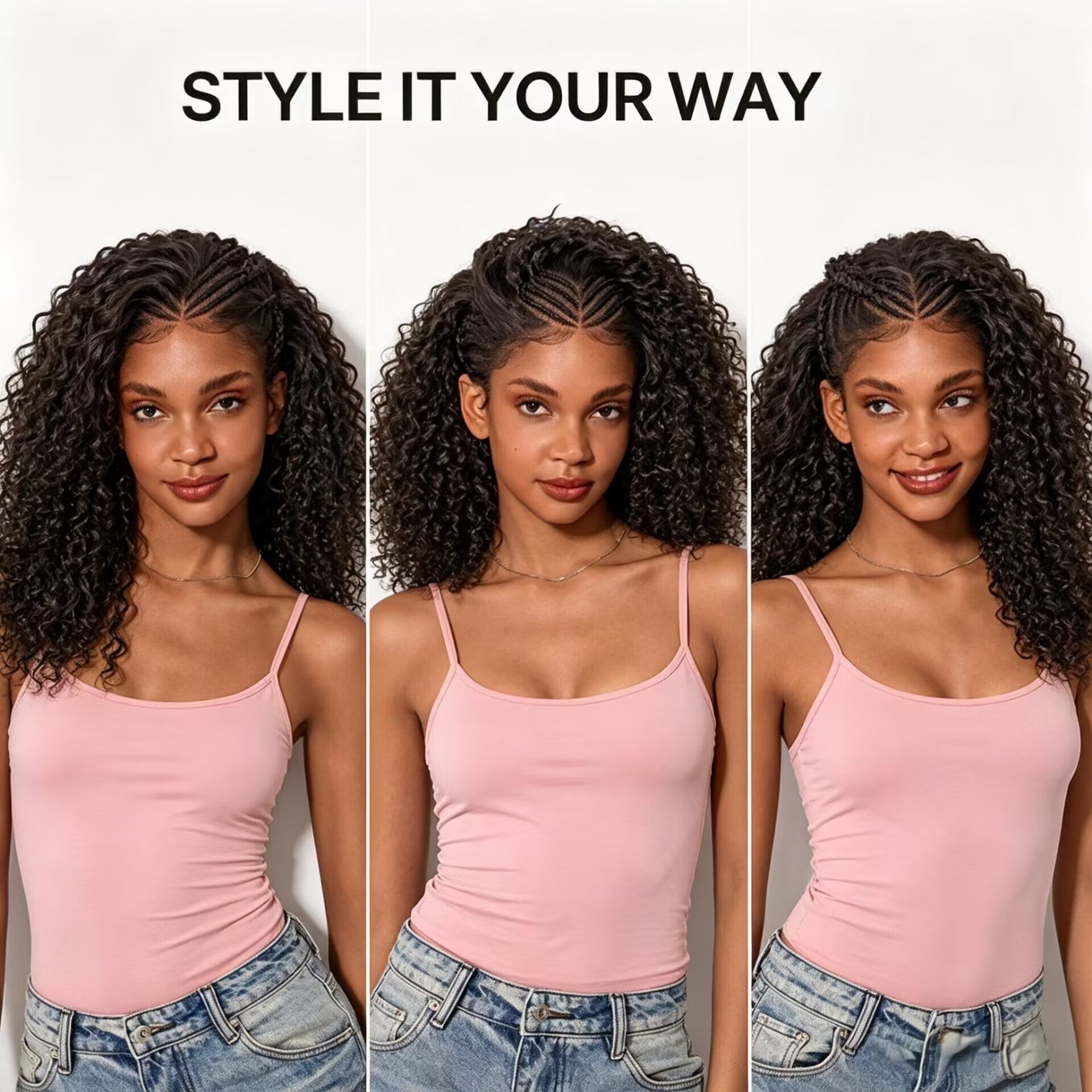 Zlike 13x6 Lace Front Cornrow Top Braided Wig Pre-Cut Glueless Human Hair Wig Natural Black