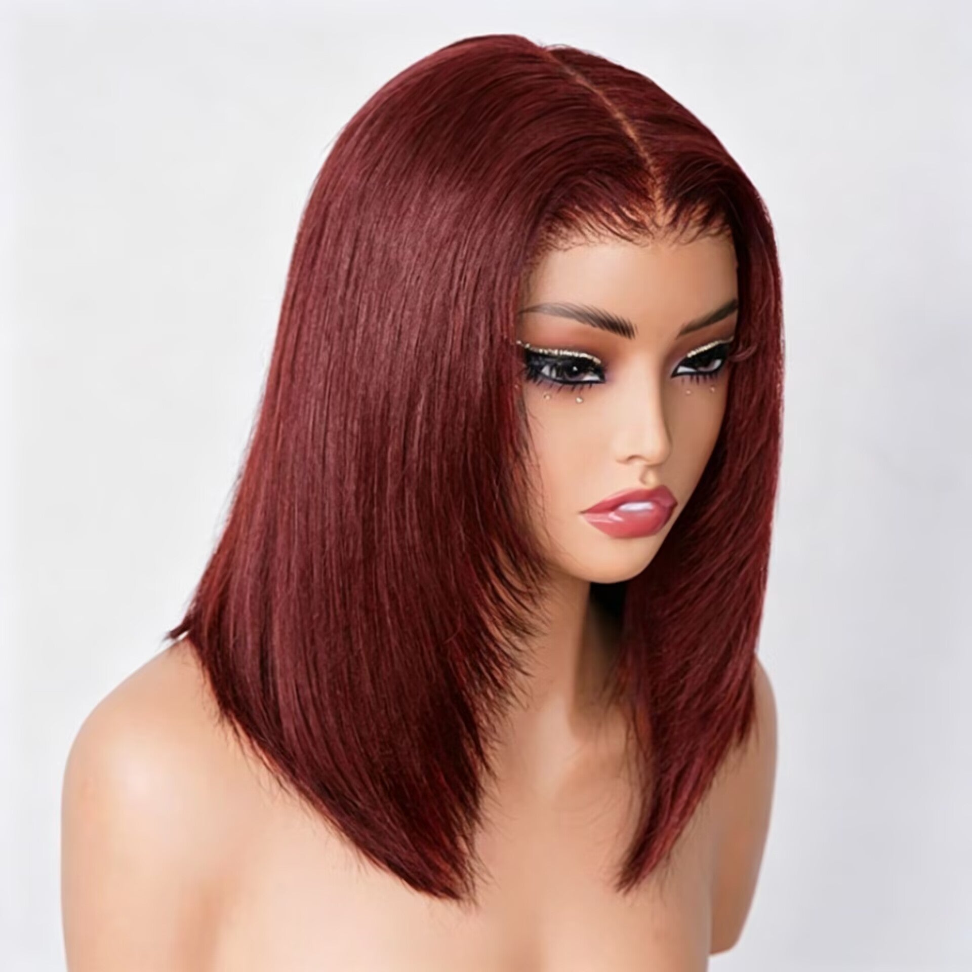 Zlike Layered Yaki Straight Reddish Brown Glueless Wear Go Drawstring Wig Natural Salon Finish