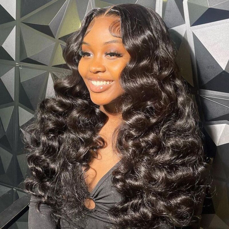 Loose Wave Wigs 300% Density Virgin Human Hair Bleach Konts Transparent Lace Front Wigs Pre Plucked Hairline