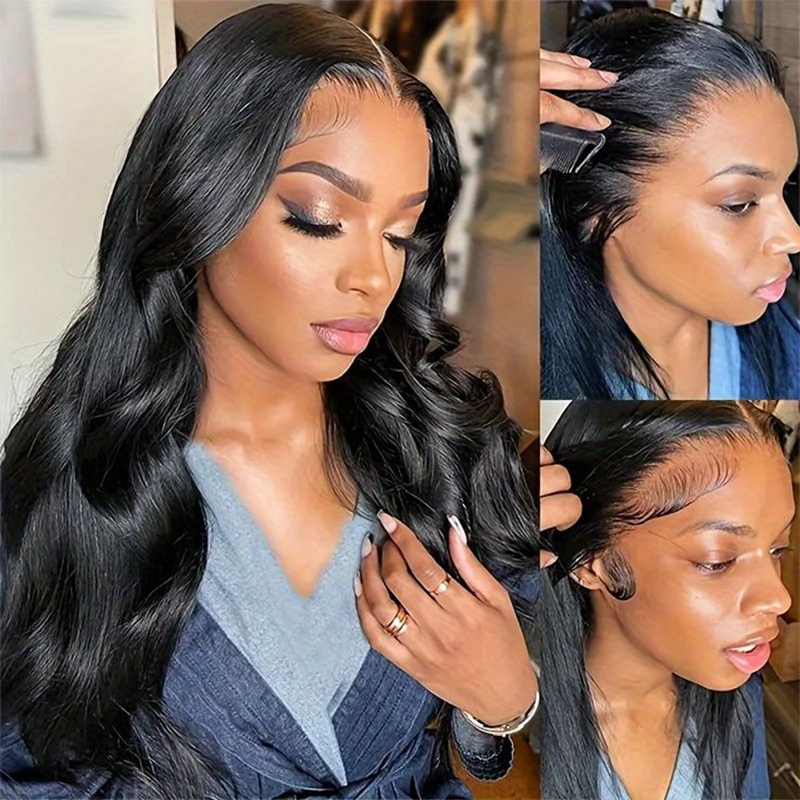 Body Wave 13x4 Transparent Lace Front Wig Pre Plucked Virgin Human Hair Wigs