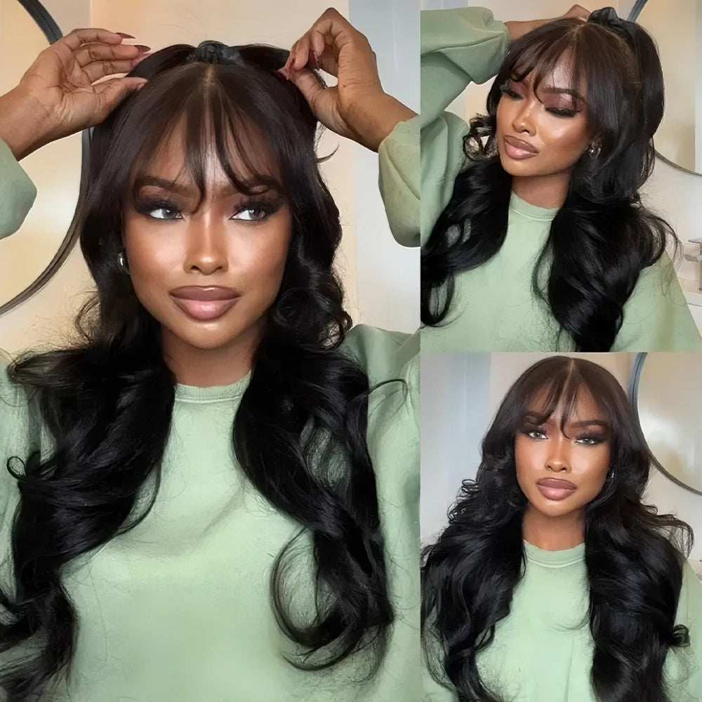 Zlike Layer Cut Body Wave With Bang 360 Invisi Strap Lace Frontal Wig Glueless Salon Hairstyles