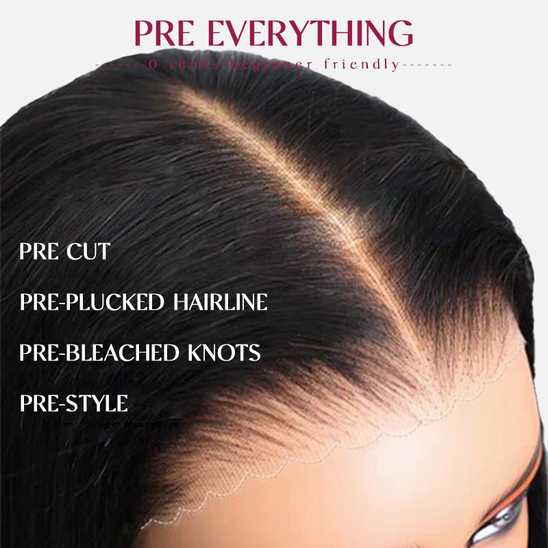 Yaki Straight 9x6 Glueless Lace Closure Human Hair Wigs Bleached Knots Pre-Plucked Natural Hairline