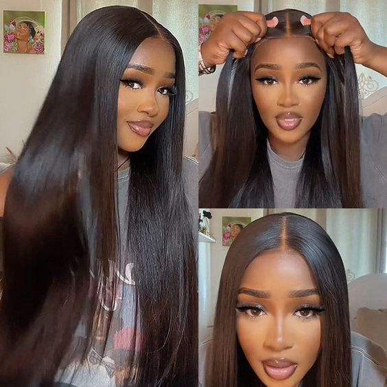 Bleached Knots Glueless 9x6 Straight Human Hair Lace Closure Wigs Pre-Plucked Natural Hairline