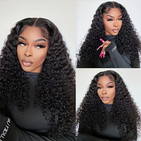 $129 = 2 Wigs | U Part Glueless Wear & Go Deep Wave Natural Color Wig + Glueless Wear & Go Jerry Curly Bob Highlight Wig With Bangs