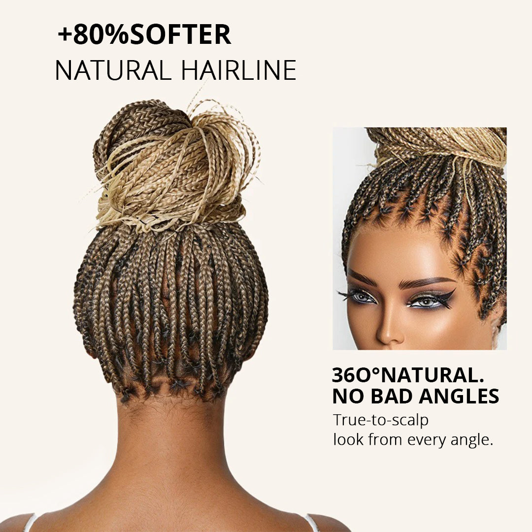 Zlike 613 Blonde Lightweight Knotless Box Braided Wigs Realistic Scalp Look Full Lace Drawstring Cap Real Human Hair Base