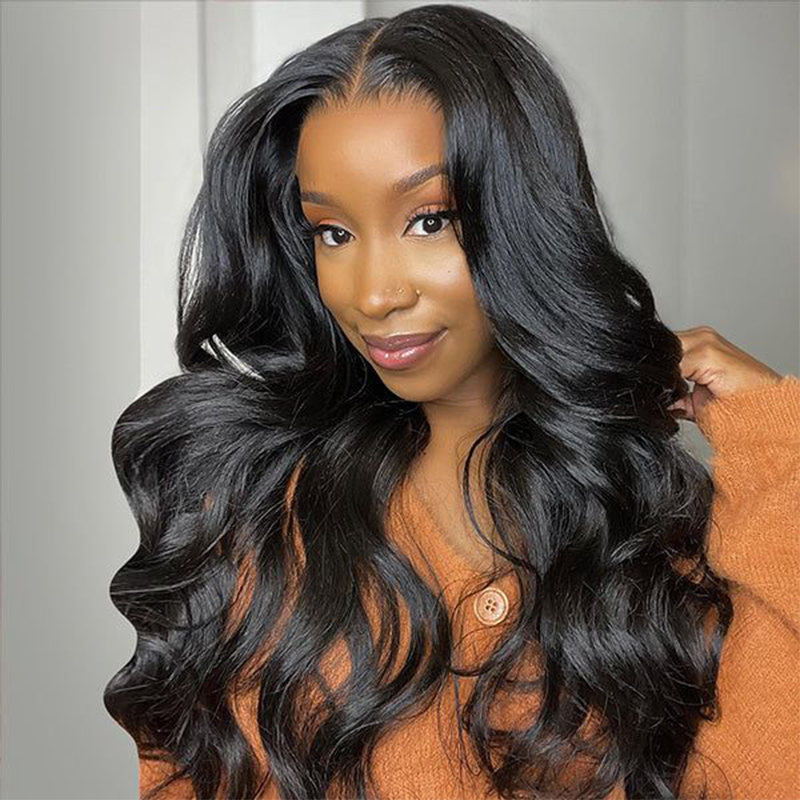 Body Wave 13x4 Transparent Lace Front Wig Pre Plucked Virgin Human Hair Wigs