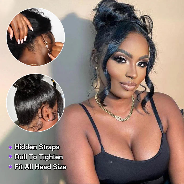 360 Lace Frontal Wigs Body Wave Invisi-Band Transparent Lace Frontal Human Hair Wigs Bleached Knots