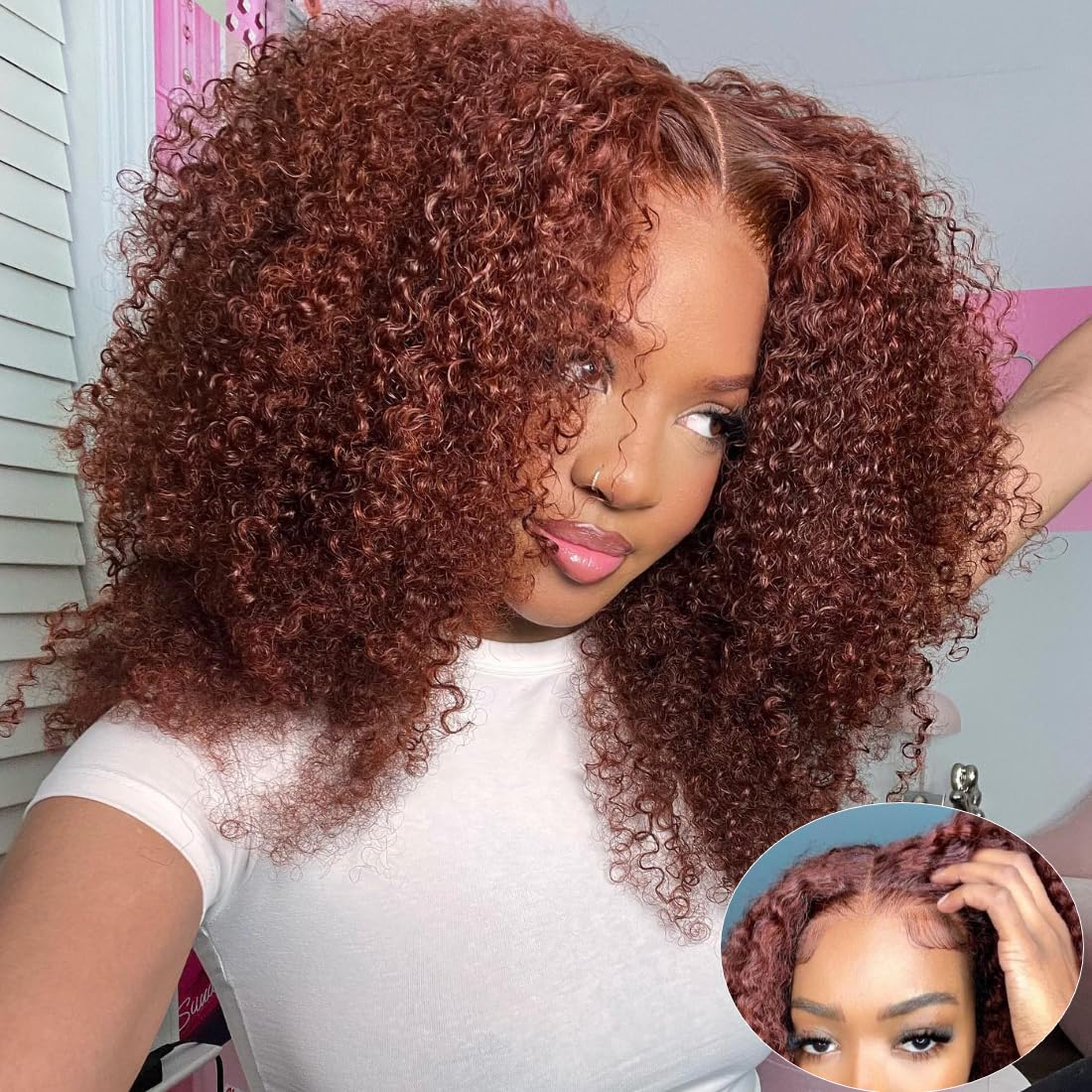 Reddish Brown 4x4 Water Wave Glueless Lace Closure Human Hair Wigs