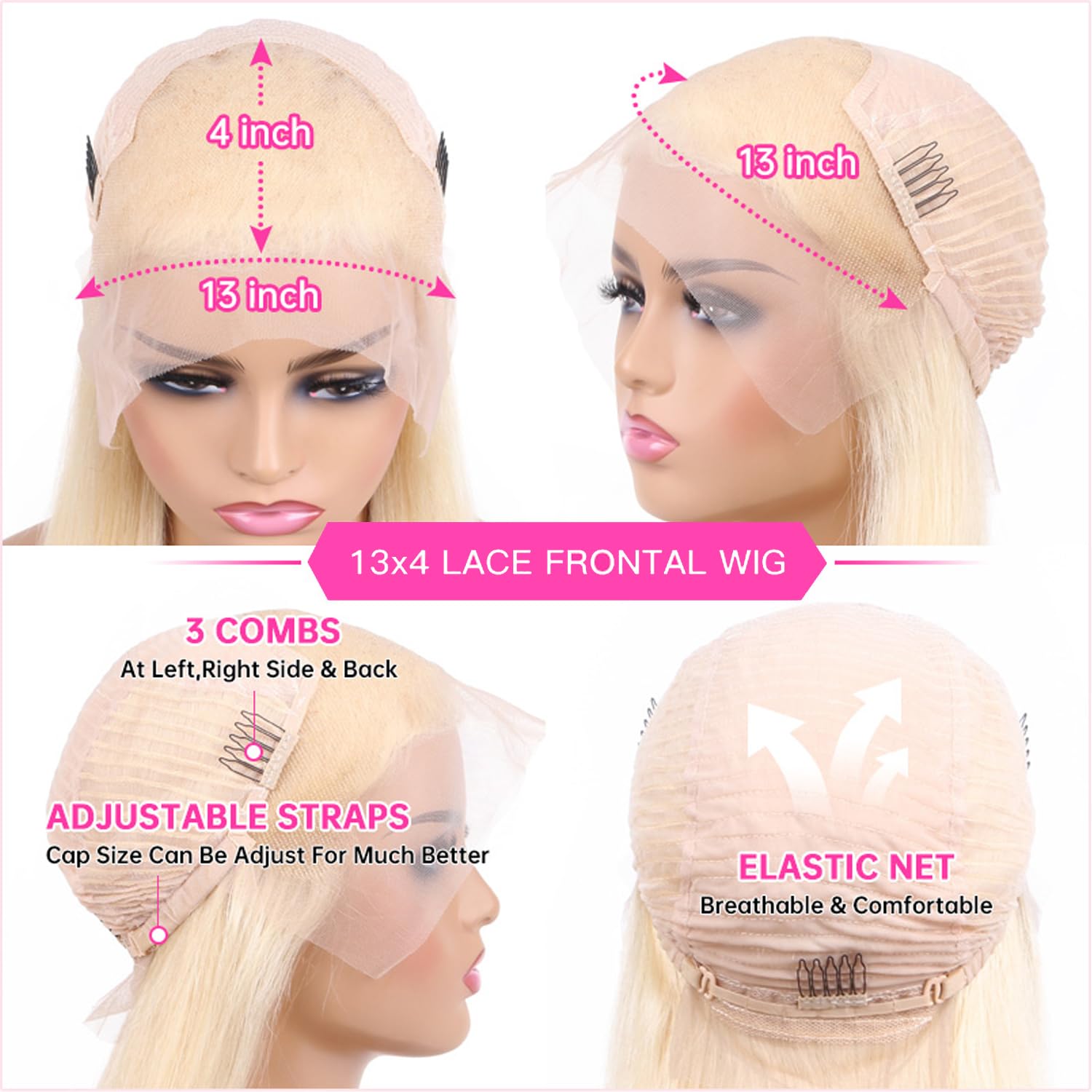 [BOGO] 613 Blonde Straight Transparent Lace Front Human Hair Wigs High Density Natural Hairline