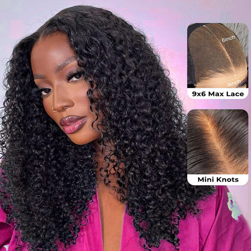 Water Wave 9x6 Glueless Lace Closure Wigs Bleached Knots Pre Plucked Human Wigs