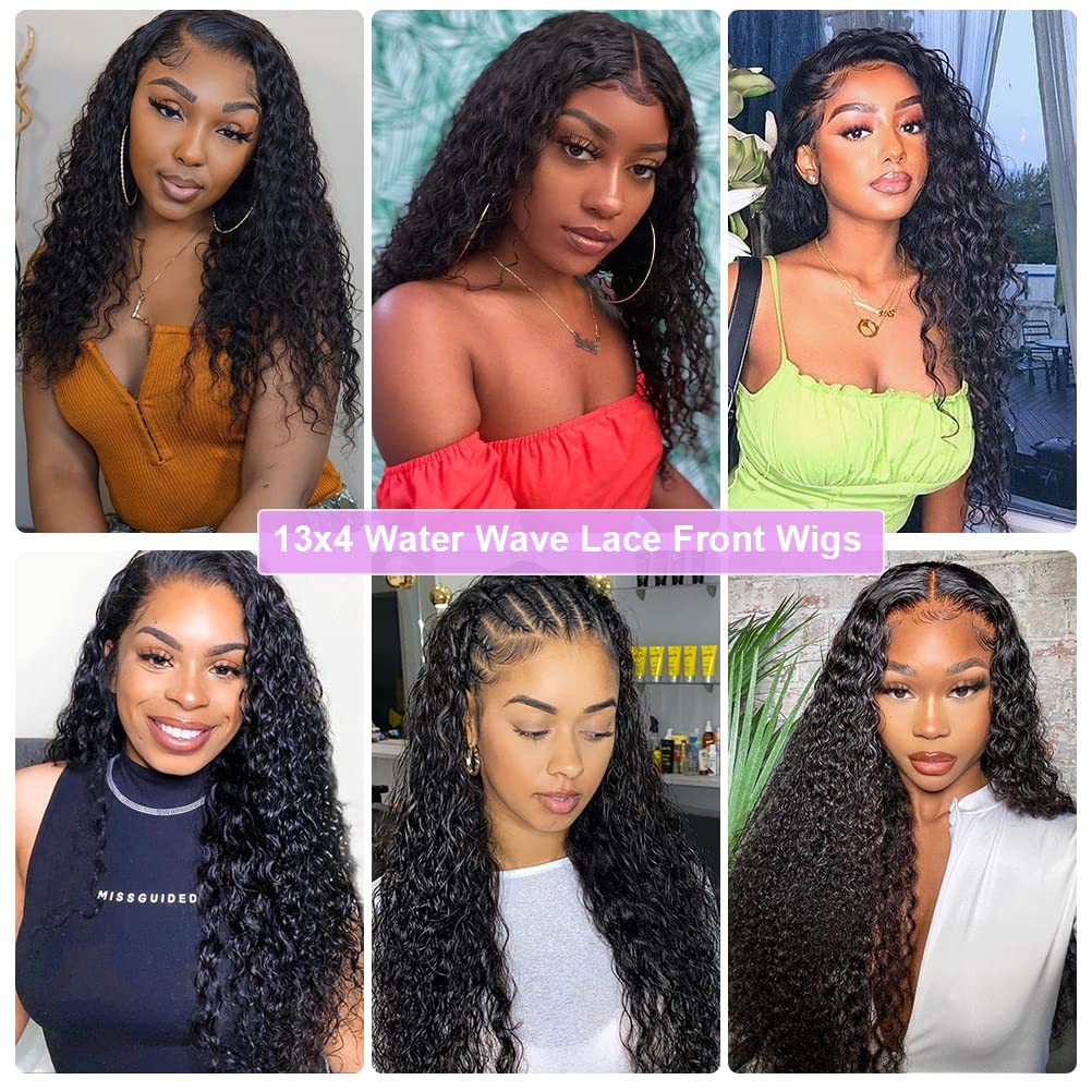 Pre Plucked Water Wave Transparent Lace Front Wig High Density Virgin Human Hair Wigs With Baby Hair