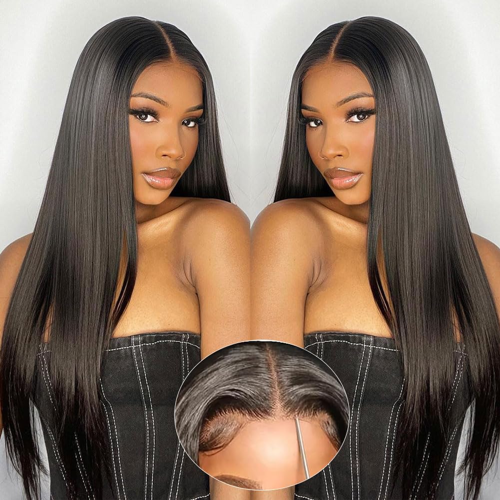 Put On And Go Glueless Silky Straight HD Lace Closure Wig Pre Cut Human Hair Wigs Natural Hairline