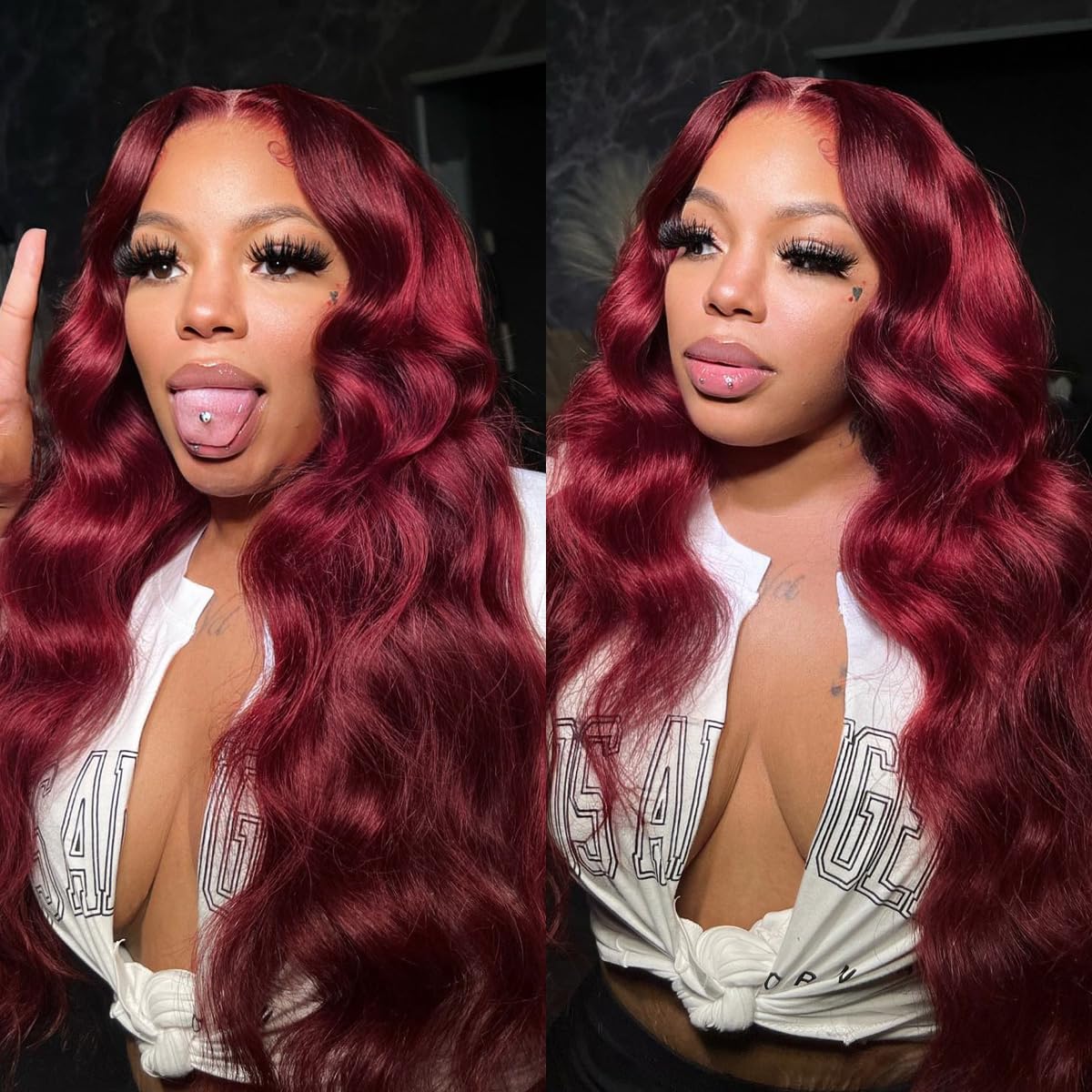 Burgundy 99J Colored Wig Body Wave Red Color Lace Front Human Hair Wigs