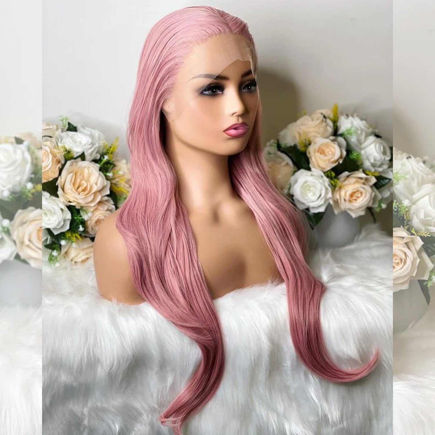 Zlike Hair 13x4 Fairy Pink Color Hair Transparent Lace Front Human Hair Wigs