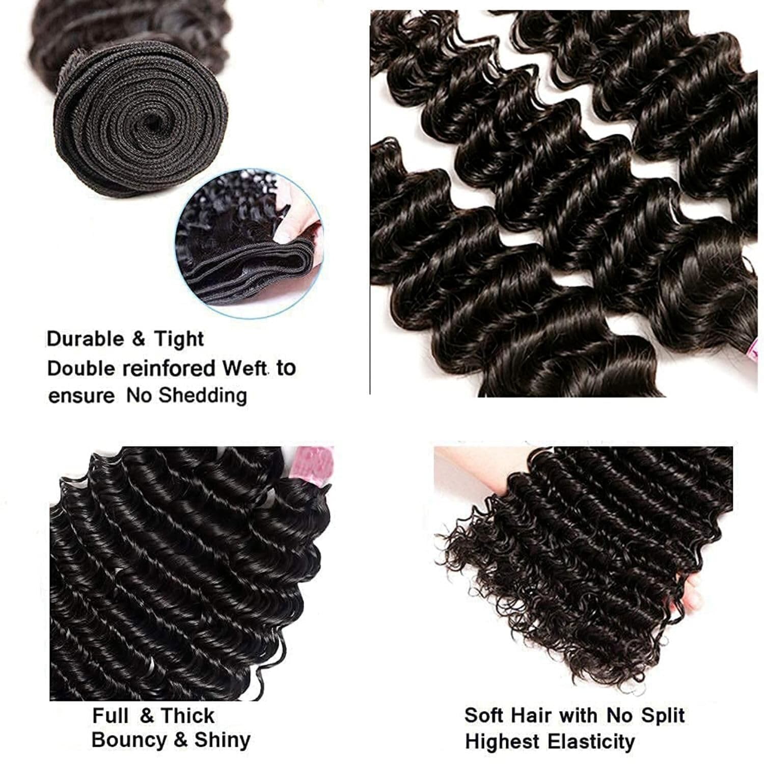 Deep Wave 3 Bundles with 13x4 Frontal 100% Virgin Human Hair-Zlike