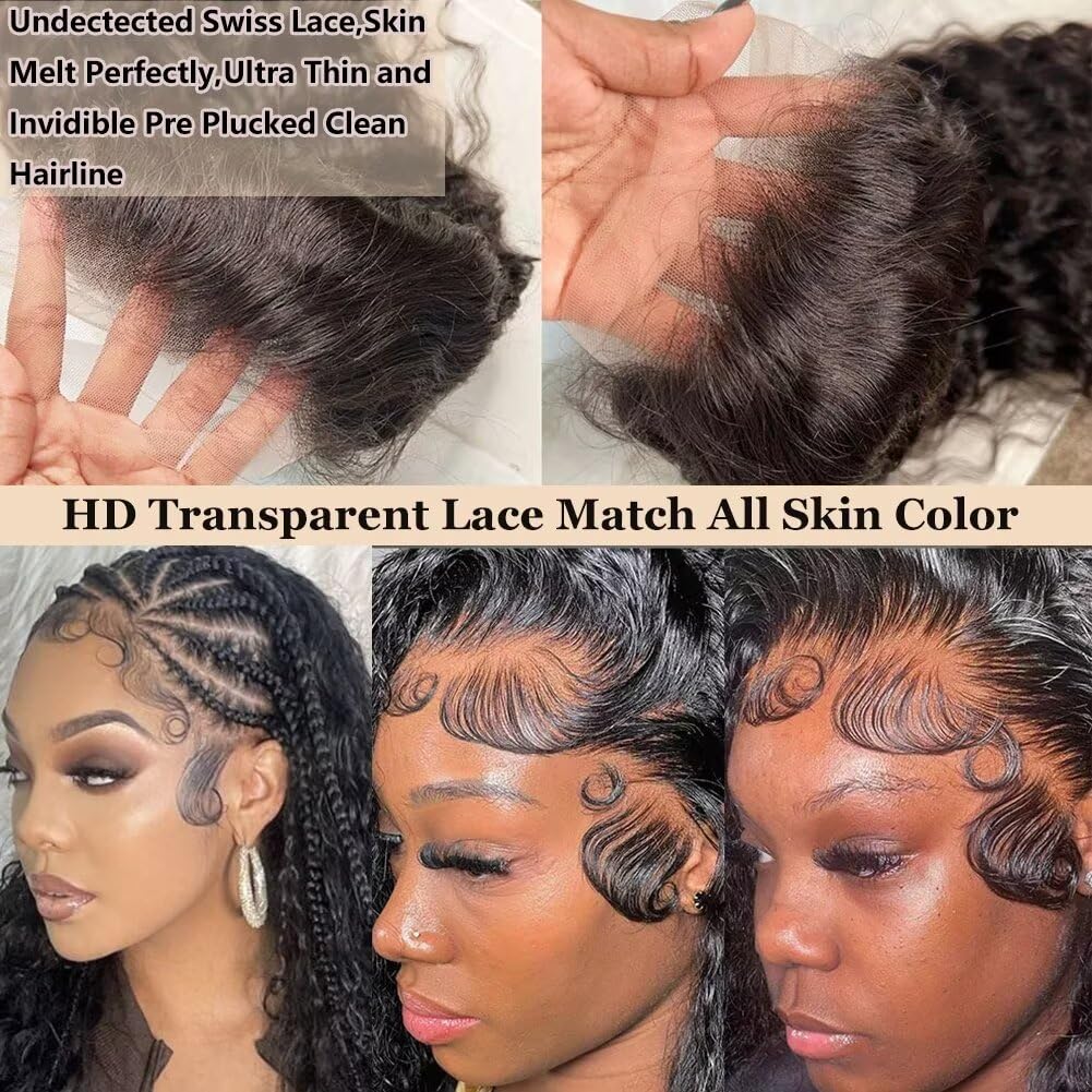 Water Wave Wig 13X6 Transparent Lace Frontal Wig 180% Density 100% Human Hair Wigs Natural Hairline