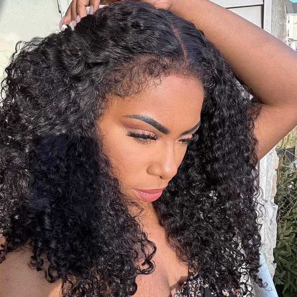 Zlike 4C Curly Edge Pre Cut Lace Closure Wigs 250% Density Human Hair Glueless Wigs