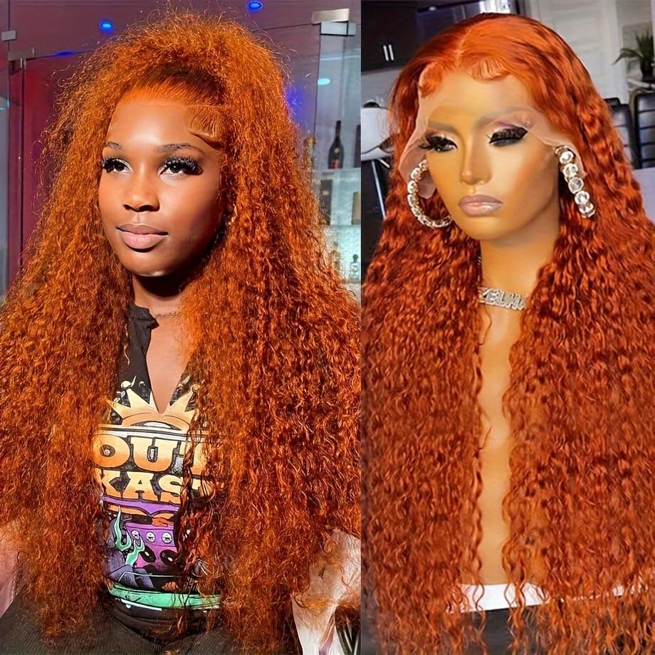 Zlike Ginger #350 Deep Wave 13x4 Lace Wig Frontal Wig Pre Plucked For Women