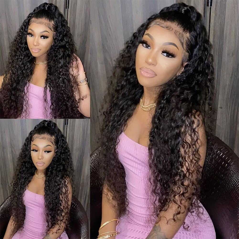 Water Wave Wig 13X6 Transparent Lace Frontal Wig 180% Density 100% Human Hair Wigs Natural Hairline