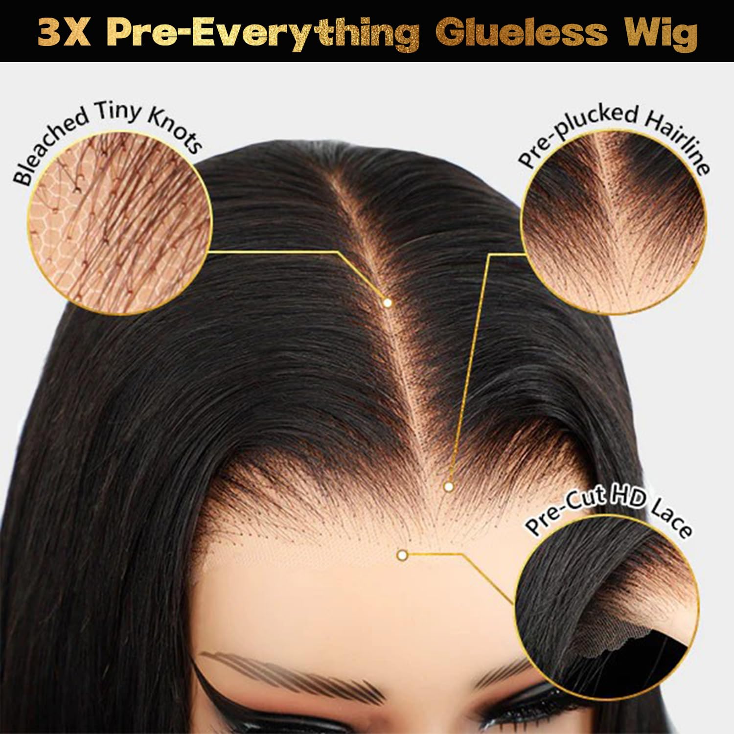 Flash Sale | Pre-Plucked Straight 9x6 Glueless Human Hair Lace Closure Wigs Bleached Knots Natural Hairline