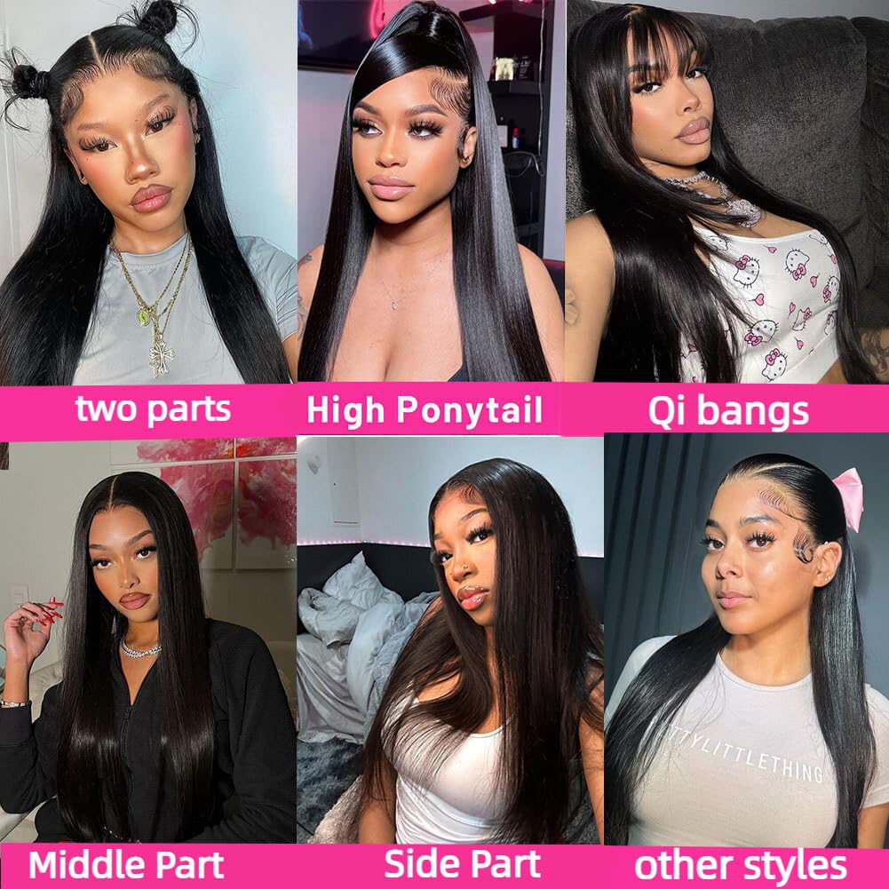 Long Straight Human Hair Wigs Undetectable Transparent 13x4 Lace Front Wig