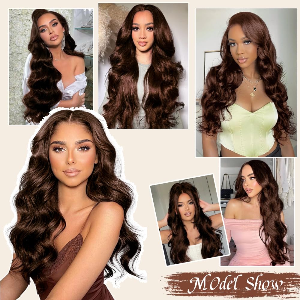 Chocolate Brown #4 Body Wave Wig Lace Front Wigs With Baby Hair For Women-Zlike