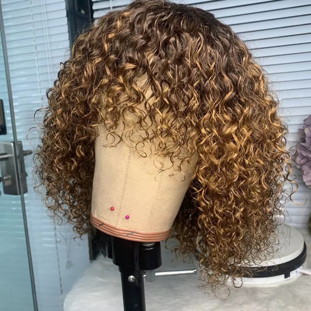 $129 = 2 Wigs | U Part Glueless Wear & Go Deep Wave Natural Color Wig + Glueless Wear & Go Jerry Curly Bob Highlight Wig With Bangs