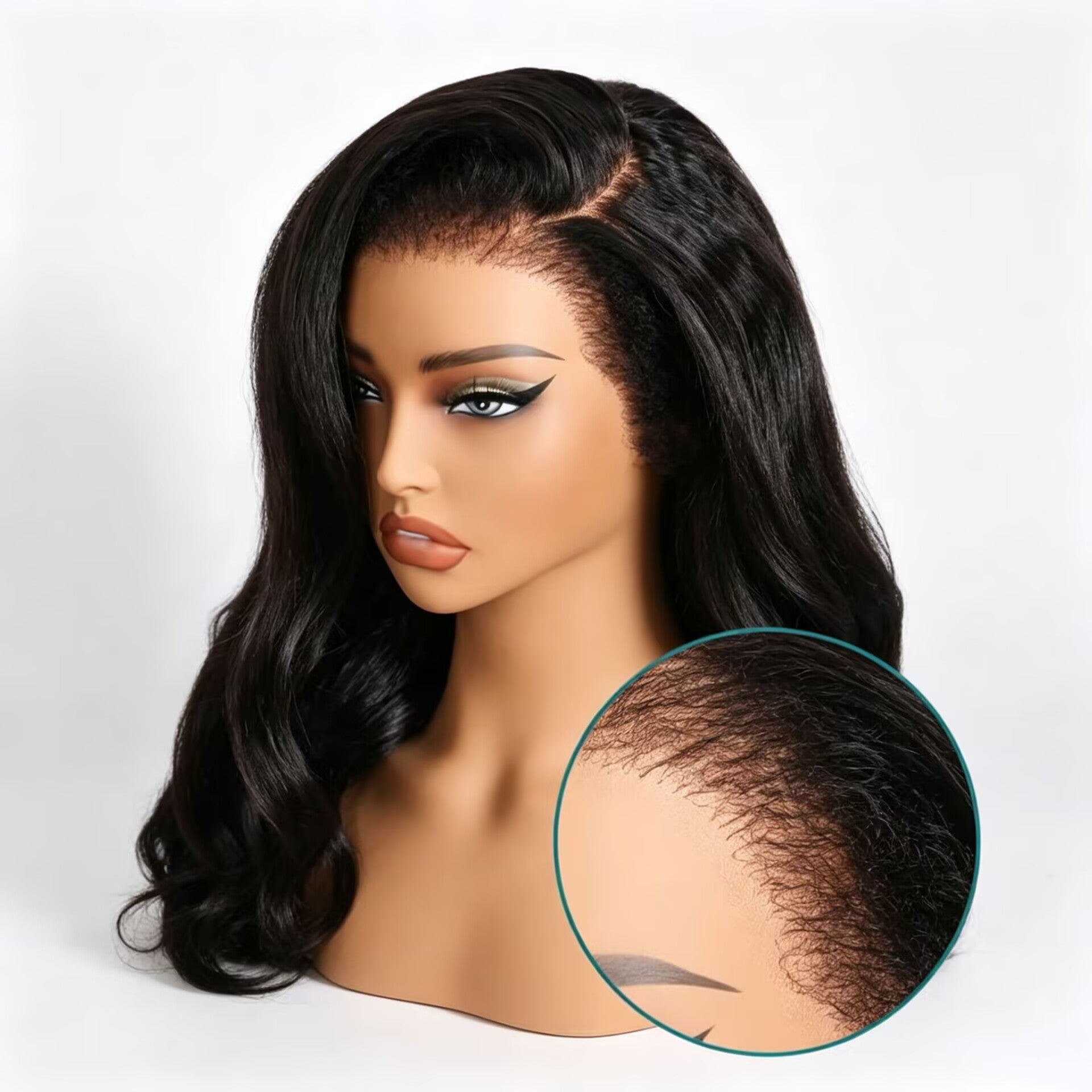 Zlike Glueless Kinky Body Wave 360 Invisi Strap Lace Wig with Newborn Hairline