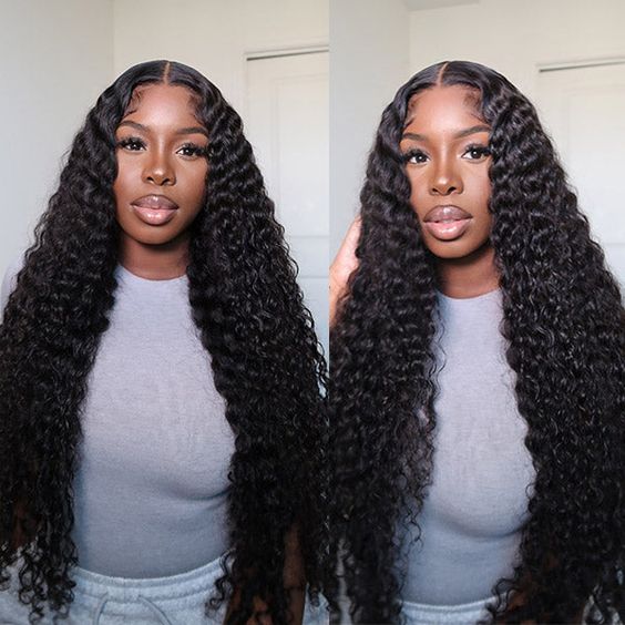 4x4 Deep Wave Hair Lace Closure Wig Pre Plucked Swiss Lace Curly Human Hair Wigs-Zlike