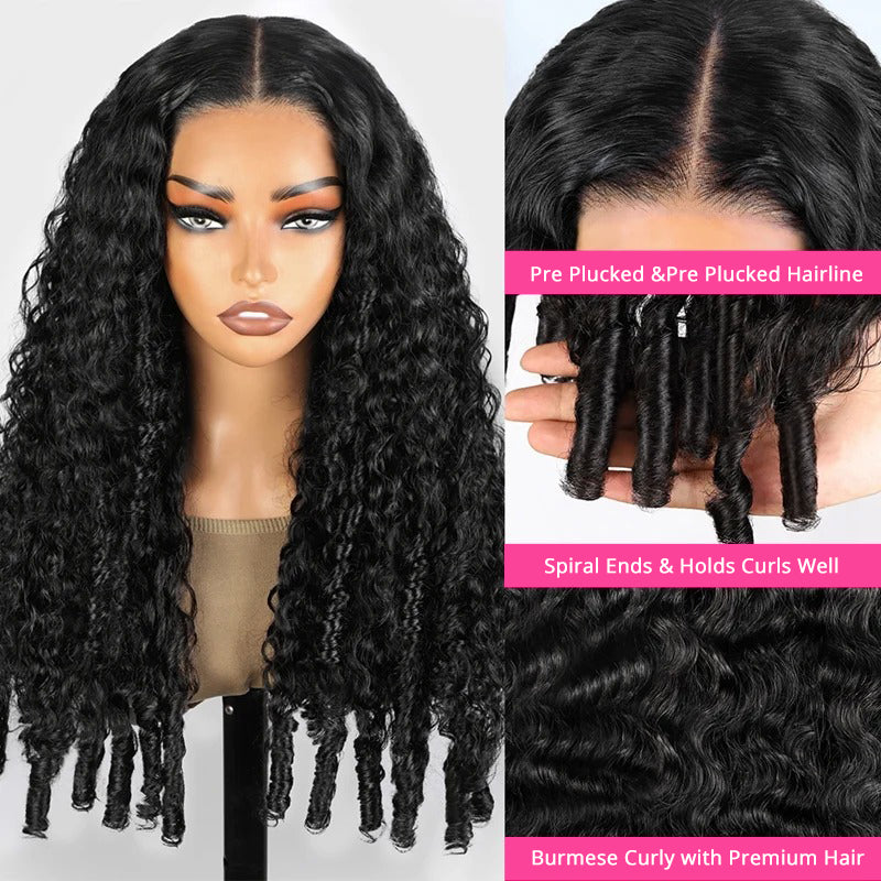[40lnch Long Wig] Zlike Burmese Curly Wave Wigs 250% 13x6 Full Lace Front Wig Human Hair Natural Hairline