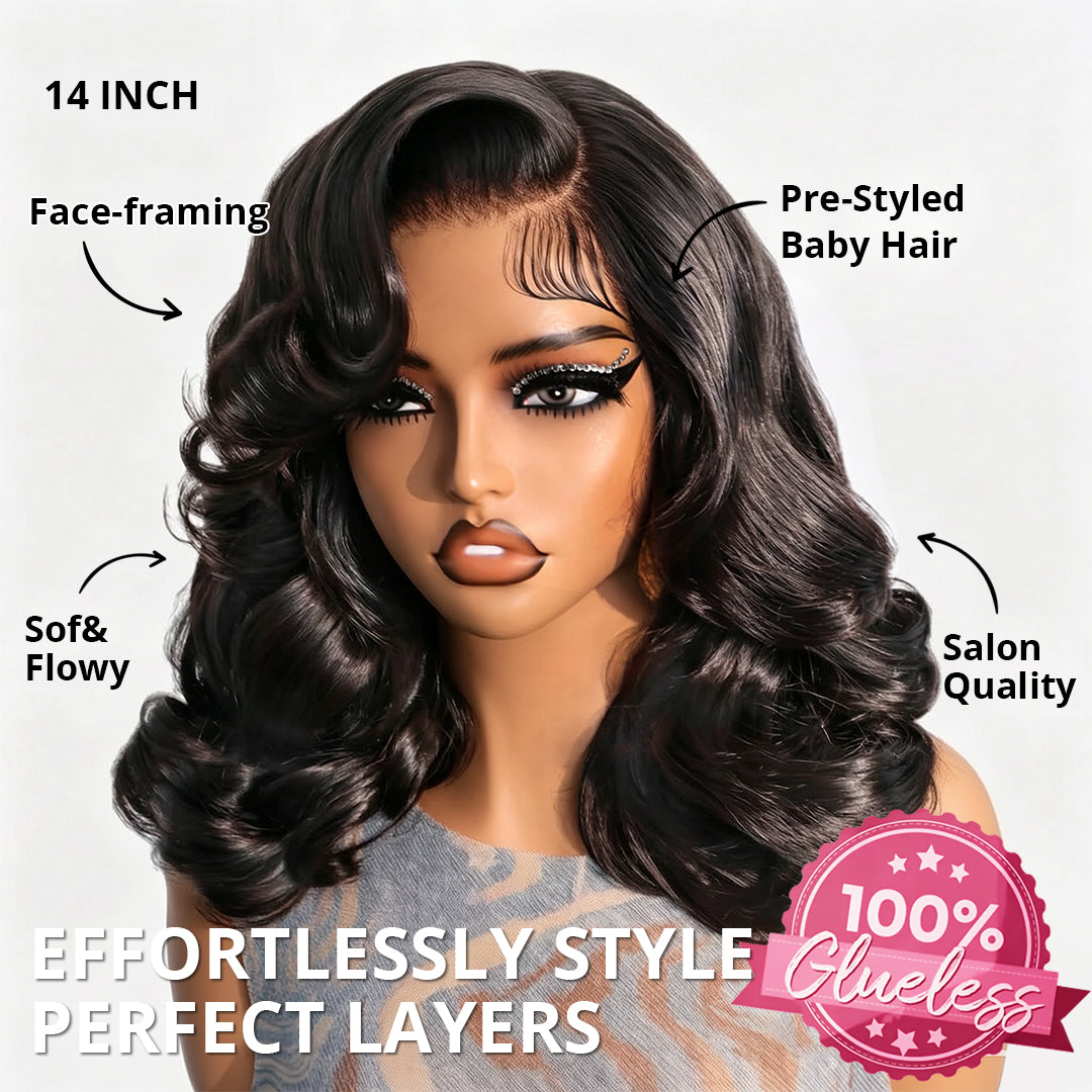 Zlike Pre-Styled Body Wave Wigs 100% Human Hair Transparent Glueless Lace Wigs