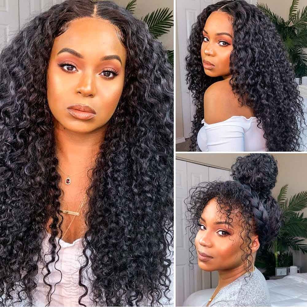 Jerry Curly Wig 13x4 Invisible HD Lace Front Wigs Natural Black Color-250% Density