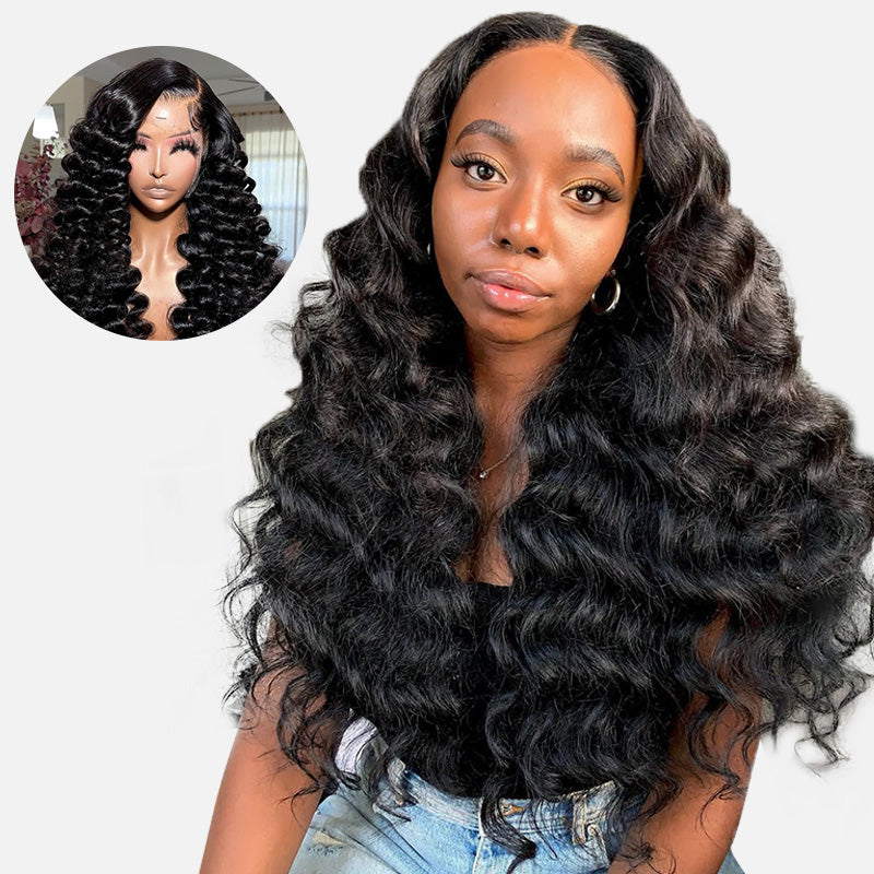 Loose Wave Wigs 300% Density Virgin Human Hair Bleach Konts Transparent Lace Front Wigs Pre Plucked Hairline