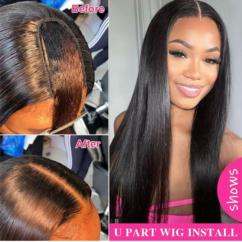 U/V Part Glueless Wig No Leave Out Quick & Easy Affordable Human Hair Wigs Flash Sale