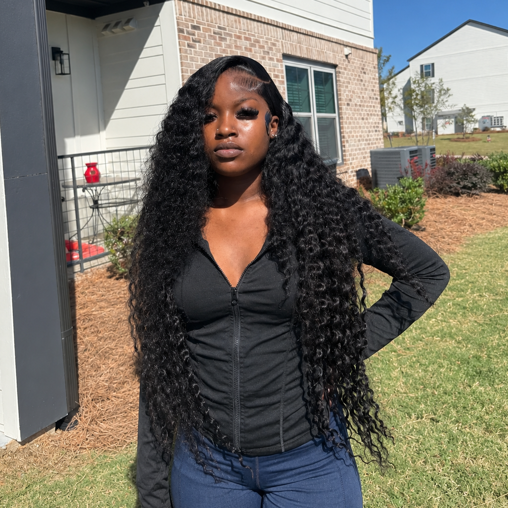 [40lnch Long Wig] Zlike Deep Wave Wigs 250% 13x6 Full Lace Front Wig Human Hair Natural Hairline