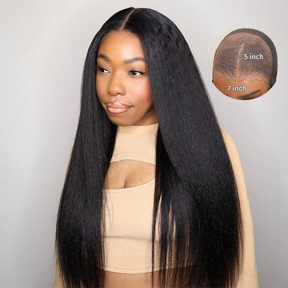 Wear & Go Yaki Straight Lace Closure Wig Pre Cut Glueless Human Hair Wigs For Women | Flash Sale