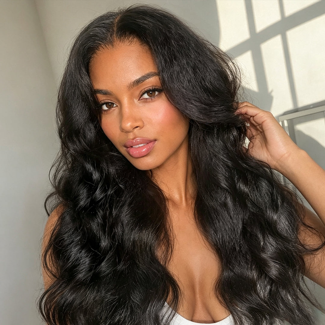 Zlike 250% Density Kinky Body Wave Layered Cut 7x5 Pre-Cut Lace Front Human Hair Wigs