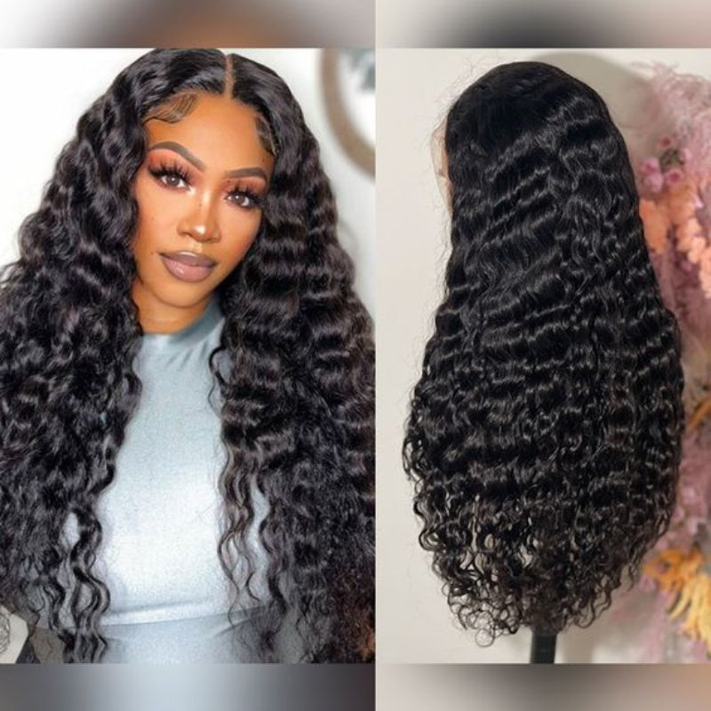 Loose Deep Wave 5x5 Transparent HD Lace Closure Wig Natural Black Human Hair Wig -Zlike