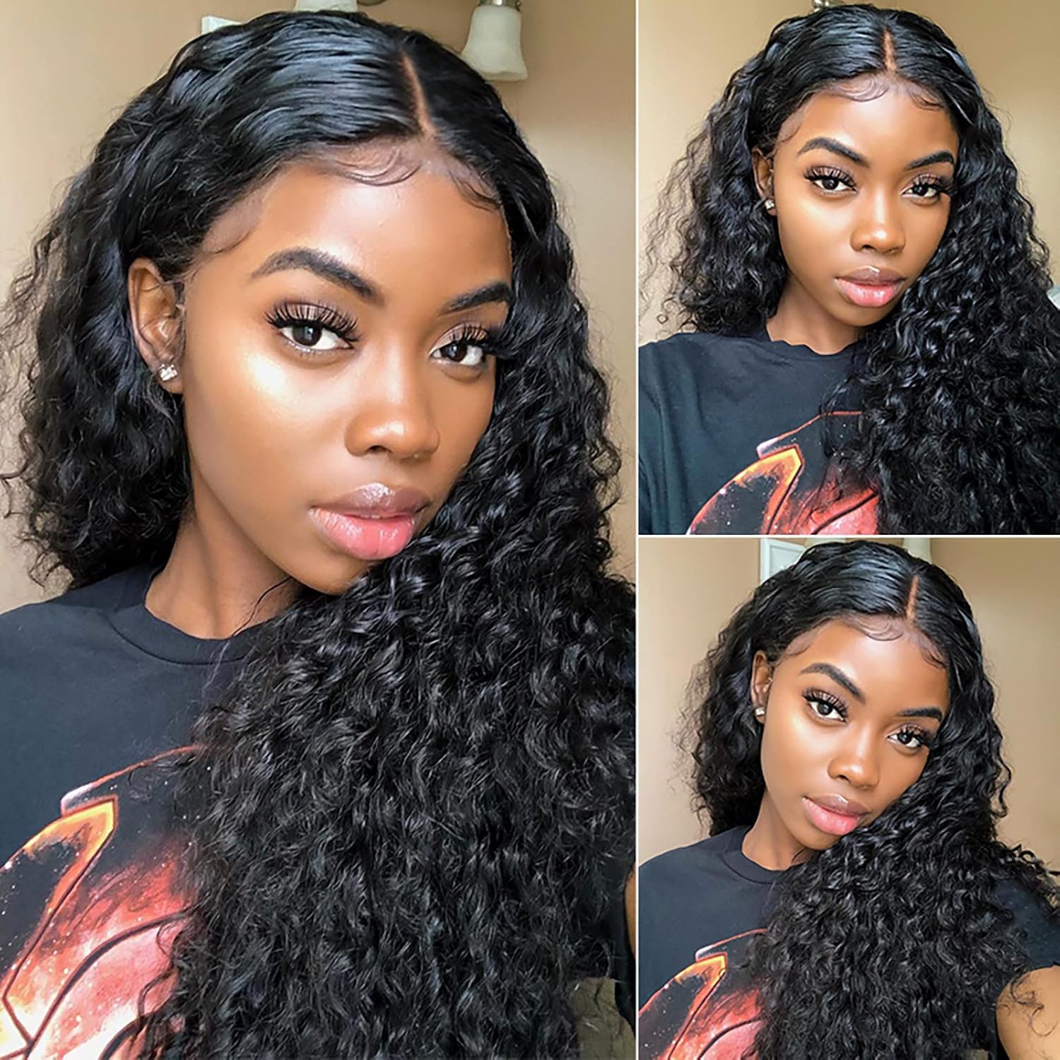 Deep Wave Wig Pre Plucked Transparent Lace Front Wigs Natural Hairline For Women