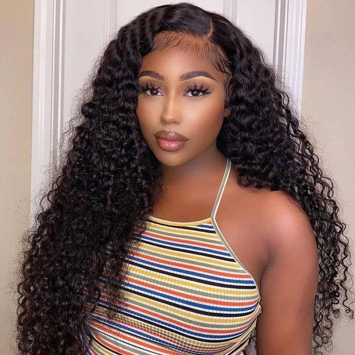 Kinky Curly Undetectable Invisible 5x5 Glueless Lace Closure 100% Human Wigs