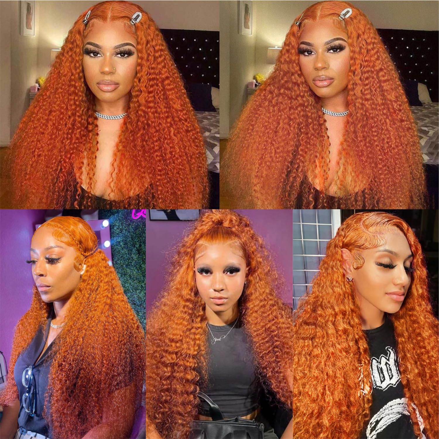 Zlike Ginger #350 Deep Wave 13x4 Lace Wig Frontal Wig Pre Plucked For Women