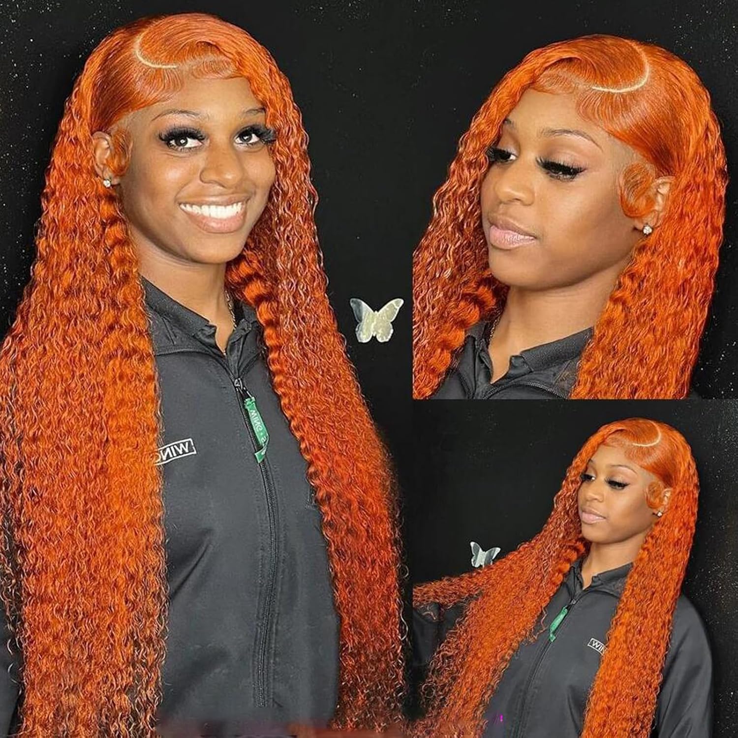 [ ZLIKE Amazon Clearance ] #350 Orange Colored Water Wave Human Hair Wigs Pre Plucked Transparent Lace Front Wig